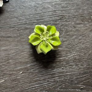 White and Green Flower Brooch